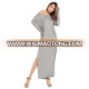 Wholesale Sexy Pure Color Loose Maxi Long Sleeve High Slit Dress for Women