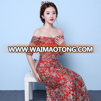 red color designer wedding dress China wedding dress 2017